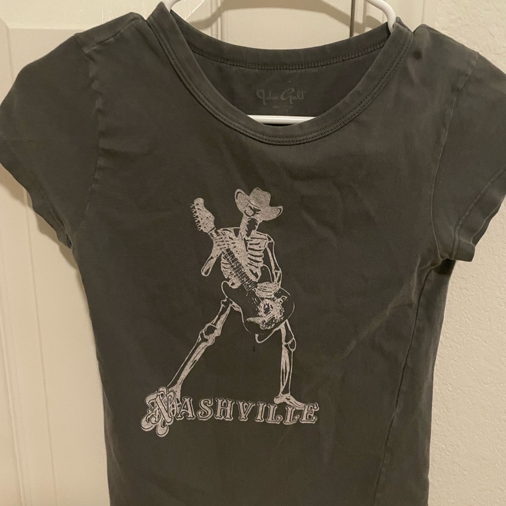 Brandy Melville teens Charcoal Nashville Skeleton Tee